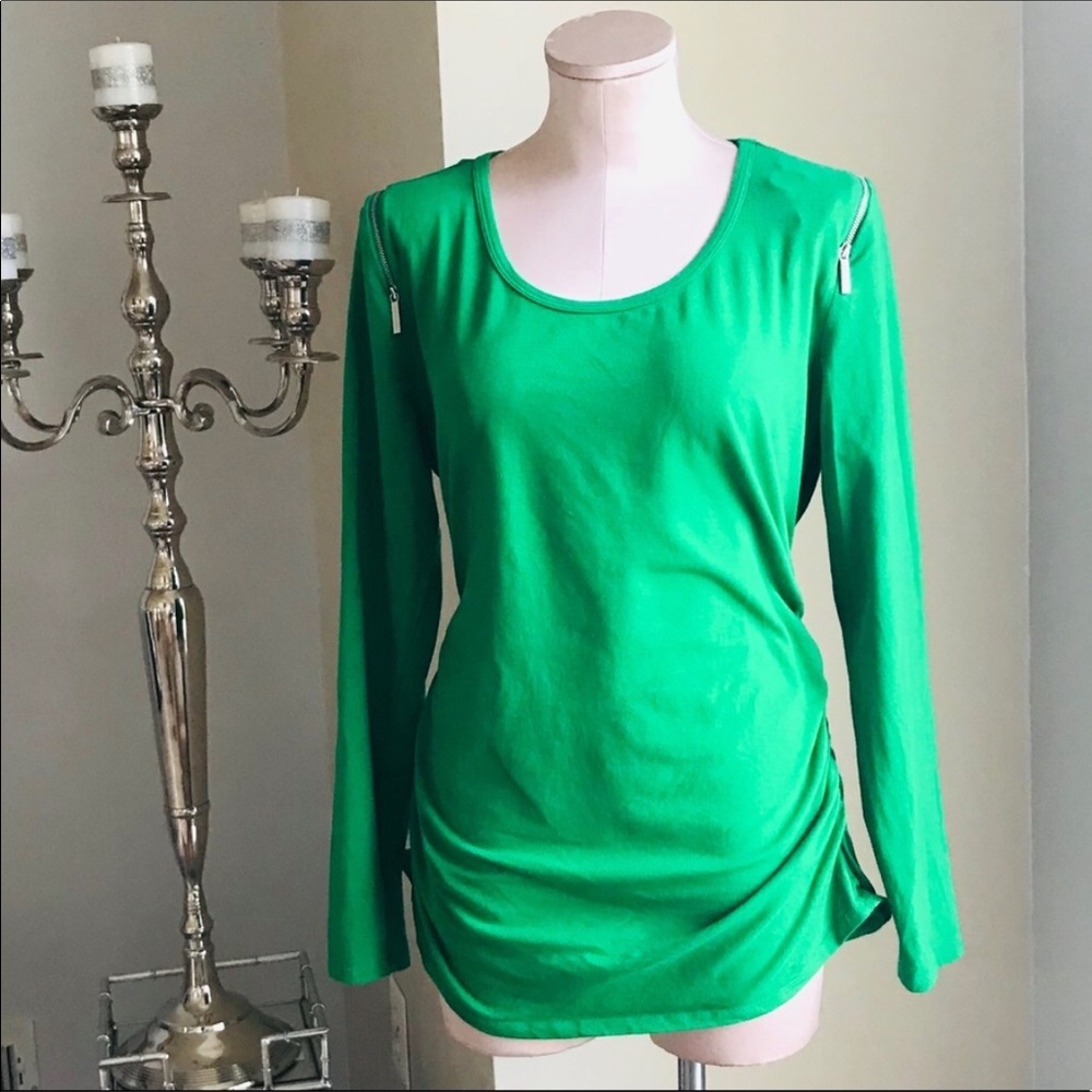 MICHAEL KORS GREEN ZIPPER  blouse